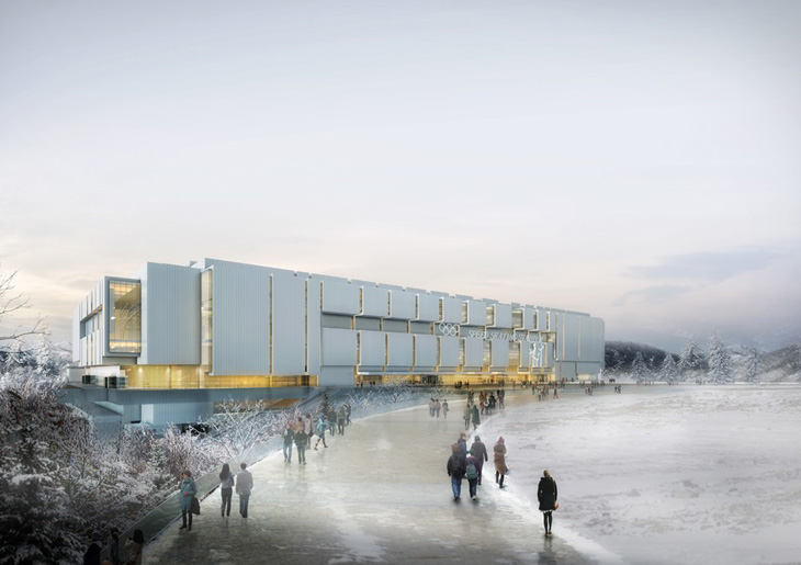 所有這一切都被安置組成的表達速度感覺在速度滑冰節奏的垂直分割元素的外觀之內。該設施是什么，我們就來看看奧運場館和舞臺上優雅的代表，并希望提供的不僅是一個大的環境看速滑，又是一個愉快的氛圍，提醒所有的游戲才是真正的問題